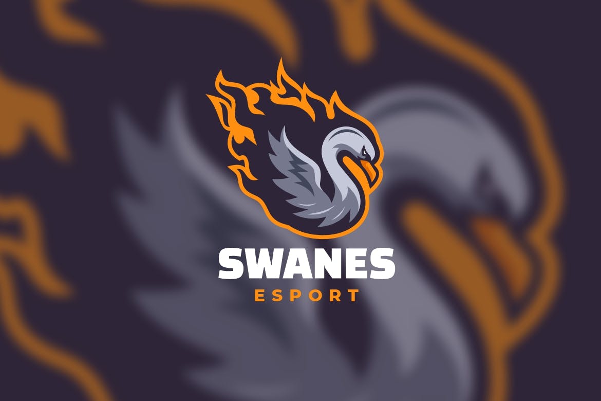 天鹅电子竞技和运动标志模板 Swan E- Sport and Sport Logo