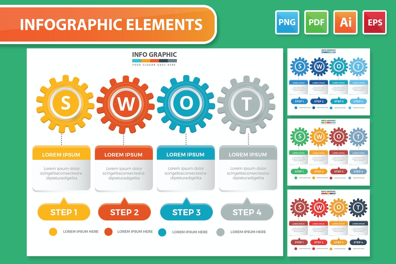 SWOT 信息图表素材 SWOT Infographics