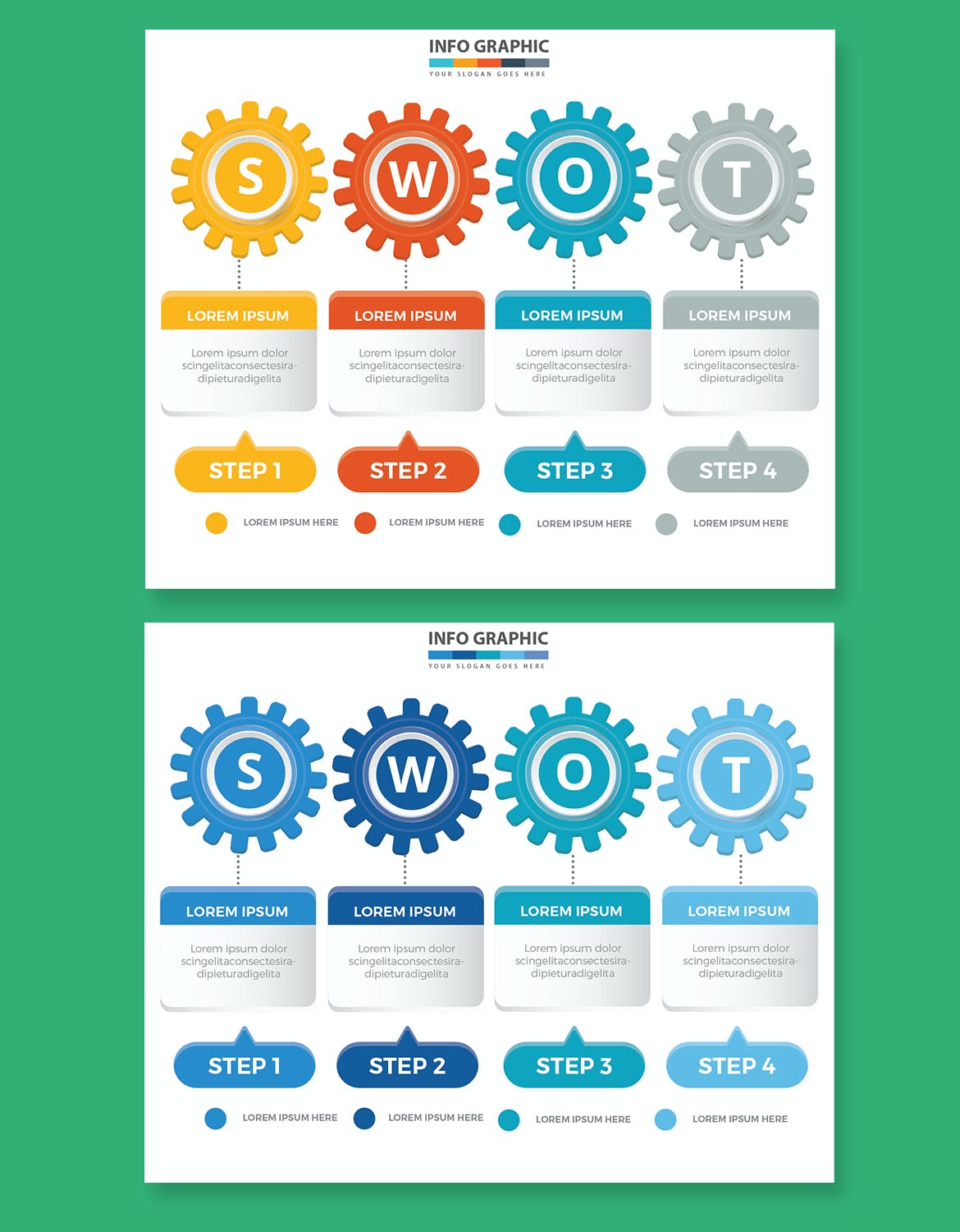 SWOT 信息图表素材 SWOT Infographics