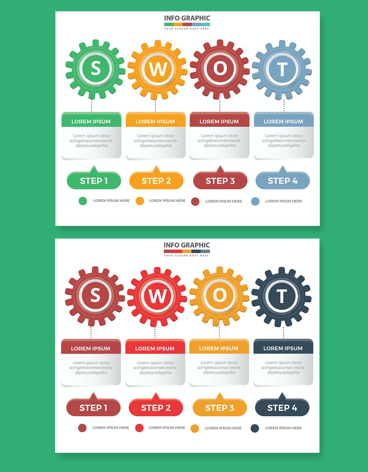 SWOT 信息图表素材 SWOT Infographics