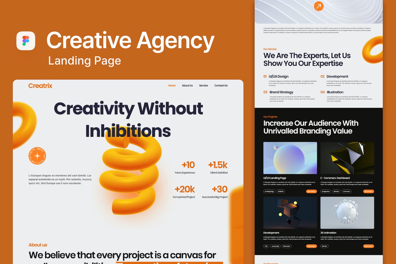 创意机构着陆页面 Figma 模板 Creatrix &#8211;  Creative Agency Landing Page Figma