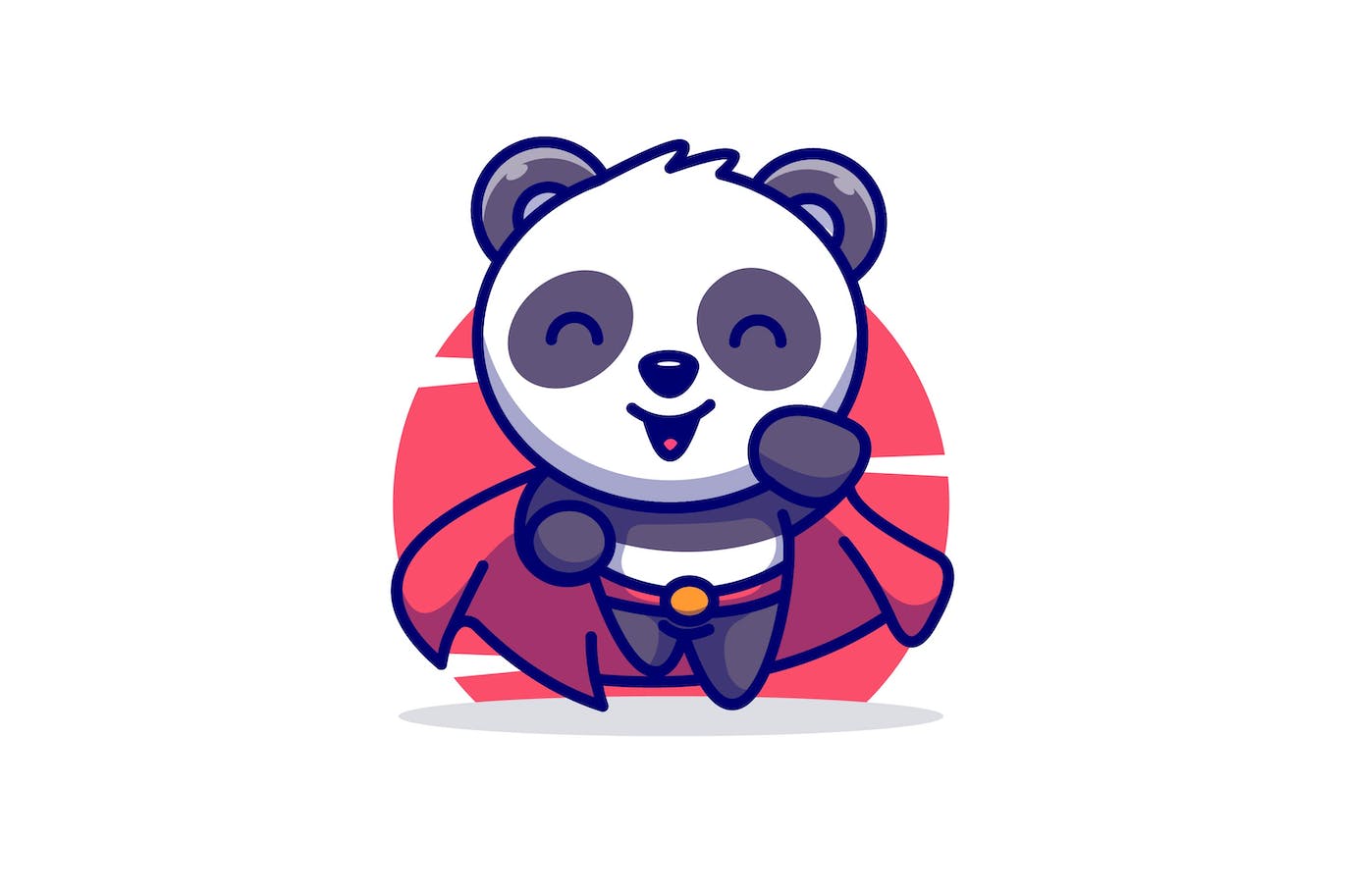 超级英雄熊猫吉祥物队徽设计模板 Superhero panda illustration