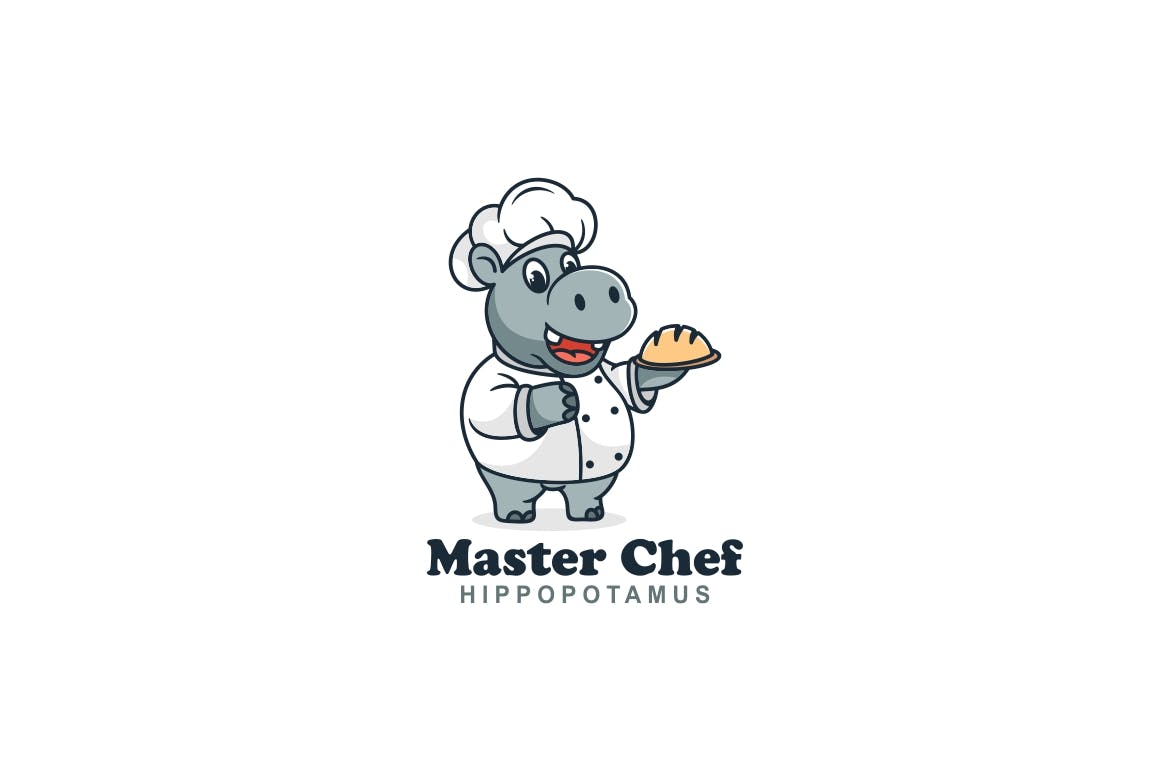 主厨吉祥物卡通标志设计模板 Master Chef Mascot Cartoon Logo