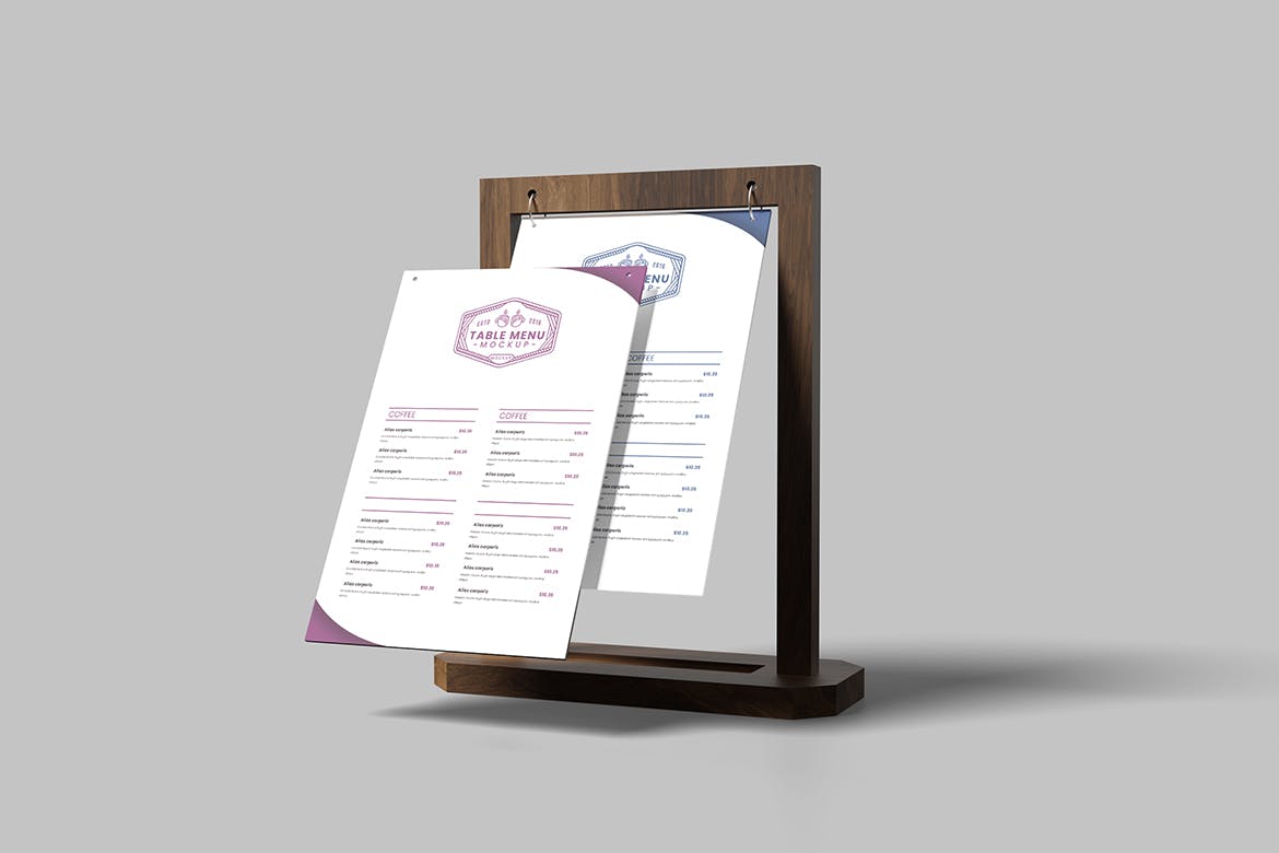 可翻页桌面菜单样机 Rolling Table Menu Mockup