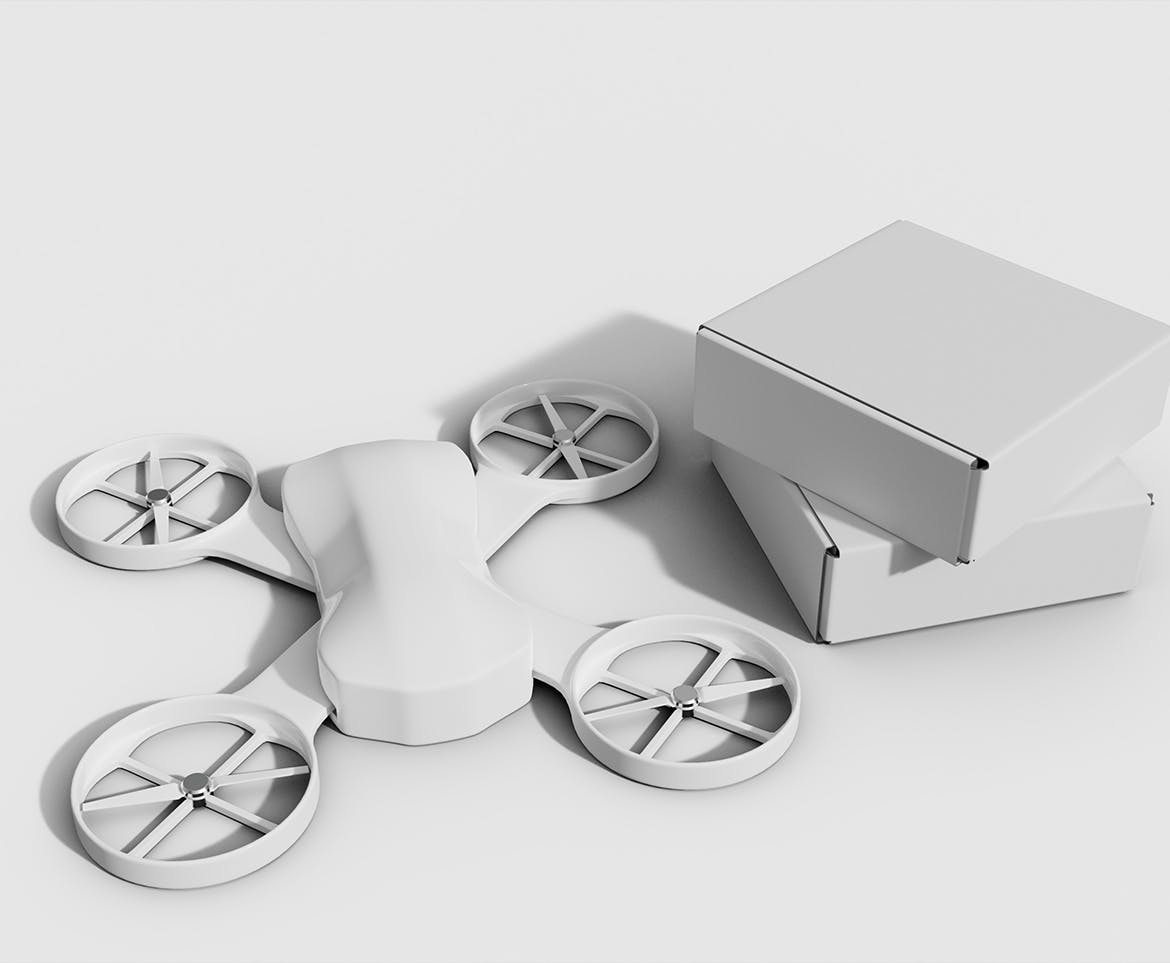 送货无人机概念场景样机 Delivery Drone Mockup