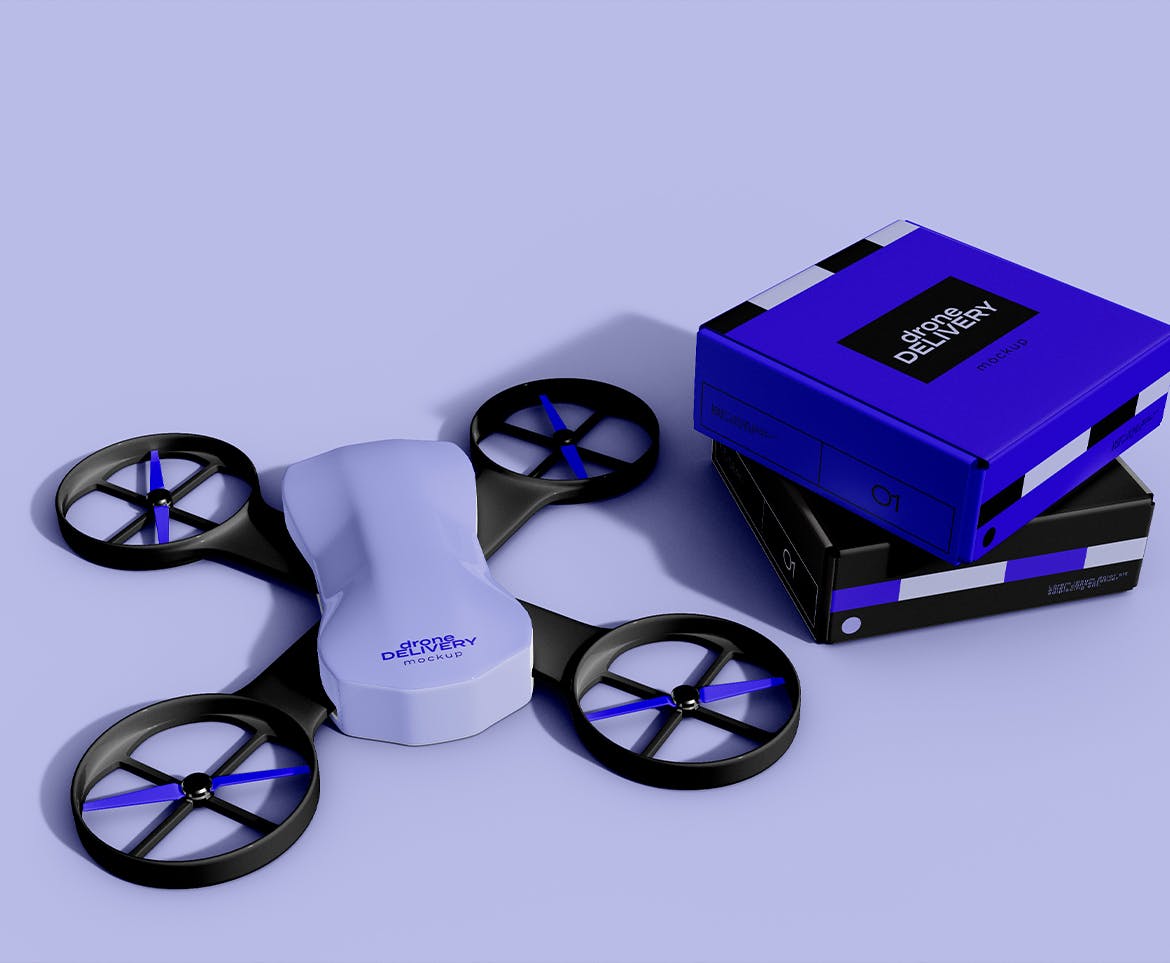 送货无人机概念场景样机 Delivery Drone Mockup