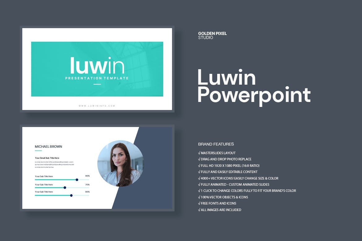 企业推荐会演讲谷歌幻灯片演示模板 Luwin Google Slides Presentation Template