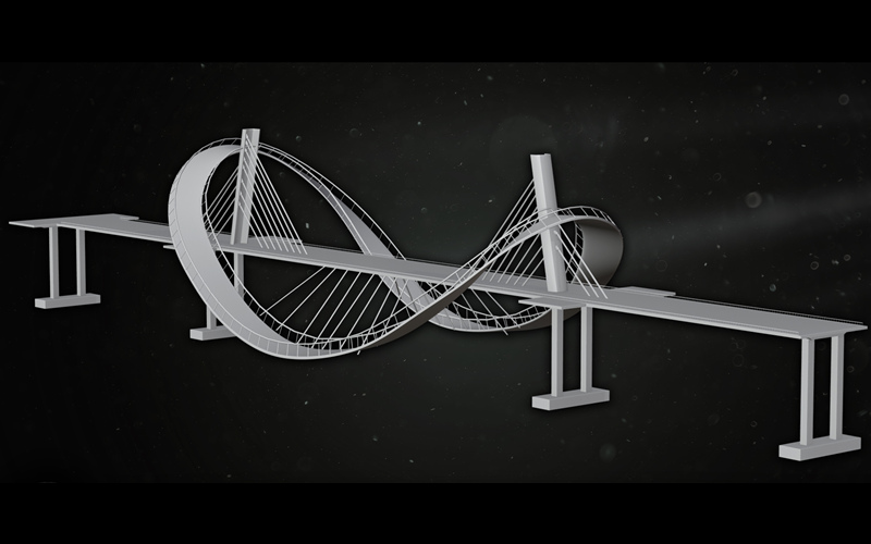 Blender现代桥梁跨海大桥3D模型跨江大桥立交桥基座桥梁基础白模_