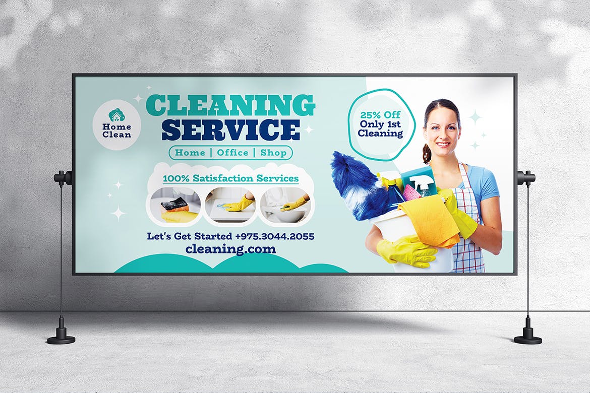 清洁服务广告牌模板 Cleaning Services Billboard Templates