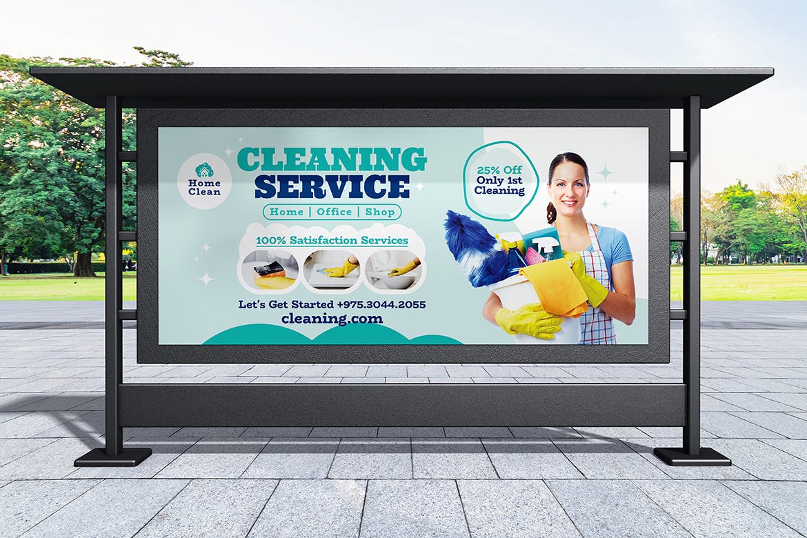 清洁服务广告牌模板 Cleaning Services Billboard Templates