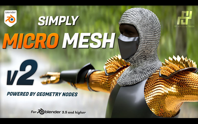 【Blender插件】Simply Micro Mesh v2.1 快速创建生成网格模型工具_