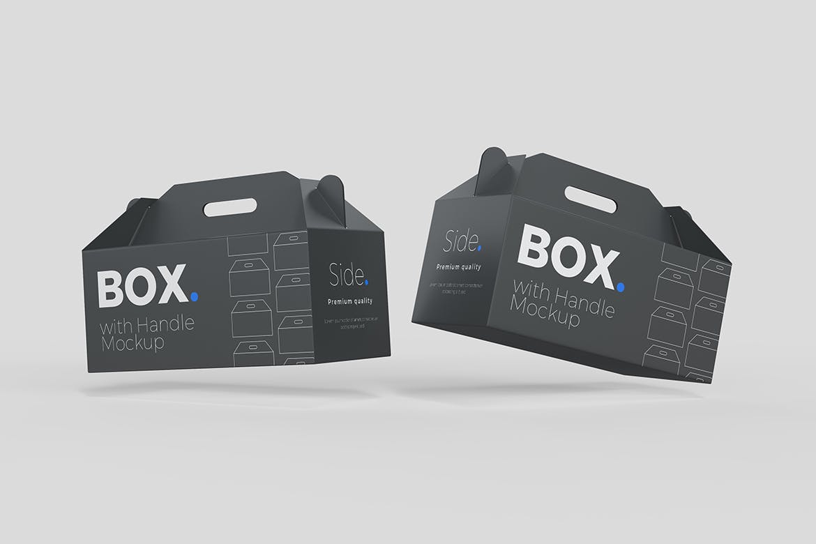 手提式外包装盒子样机 Box with handle Mockups