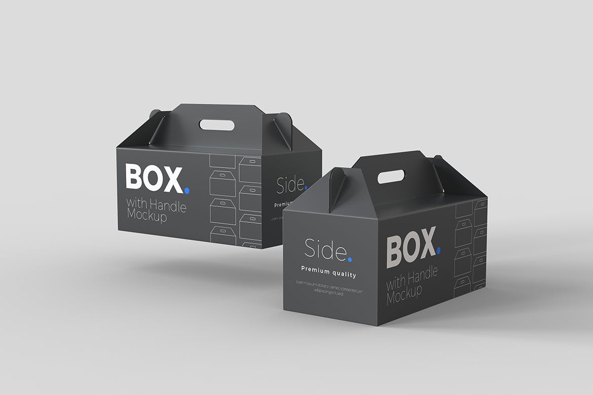 手提式外包装盒子样机 Box with handle Mockups