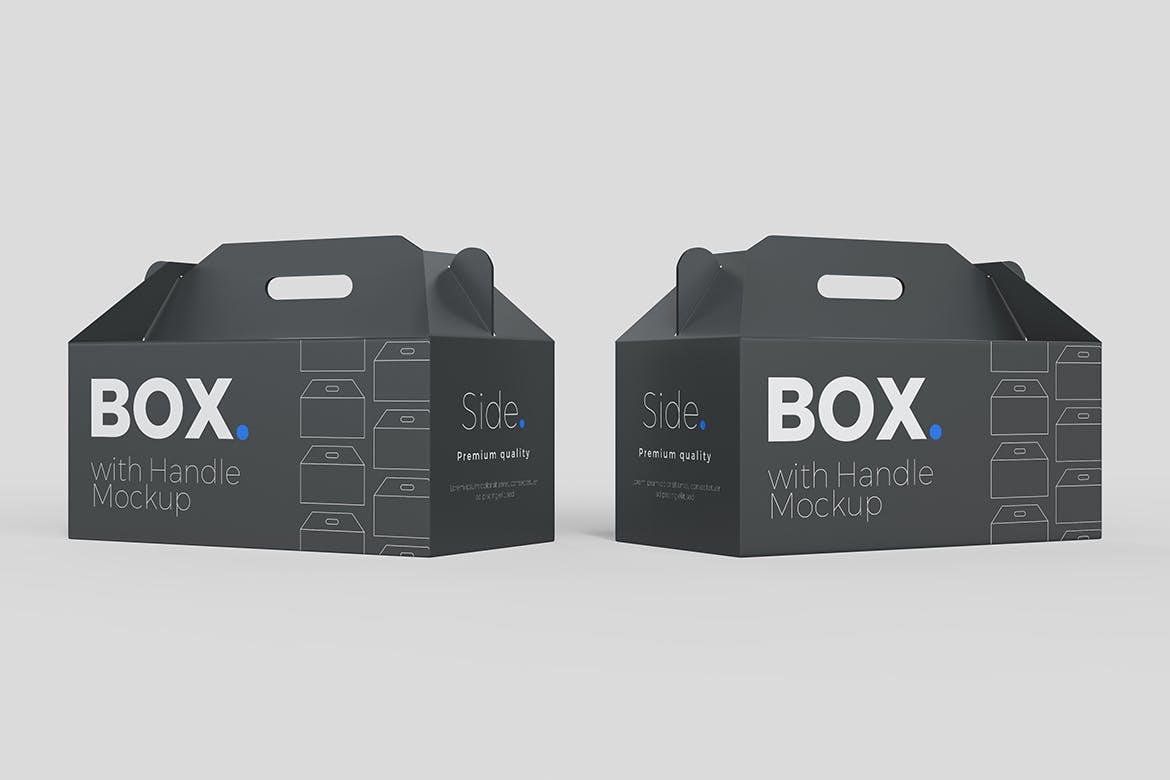 手提式外包装盒子样机 Box with handle Mockups