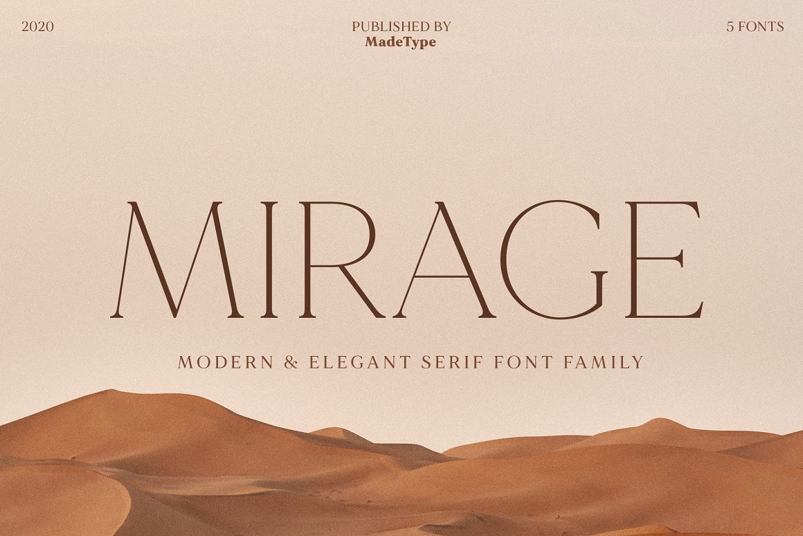 英文字体：沙丘现代优雅艺术海报杂志标题排版衬线英文字体 MADE Mirage（9461） -