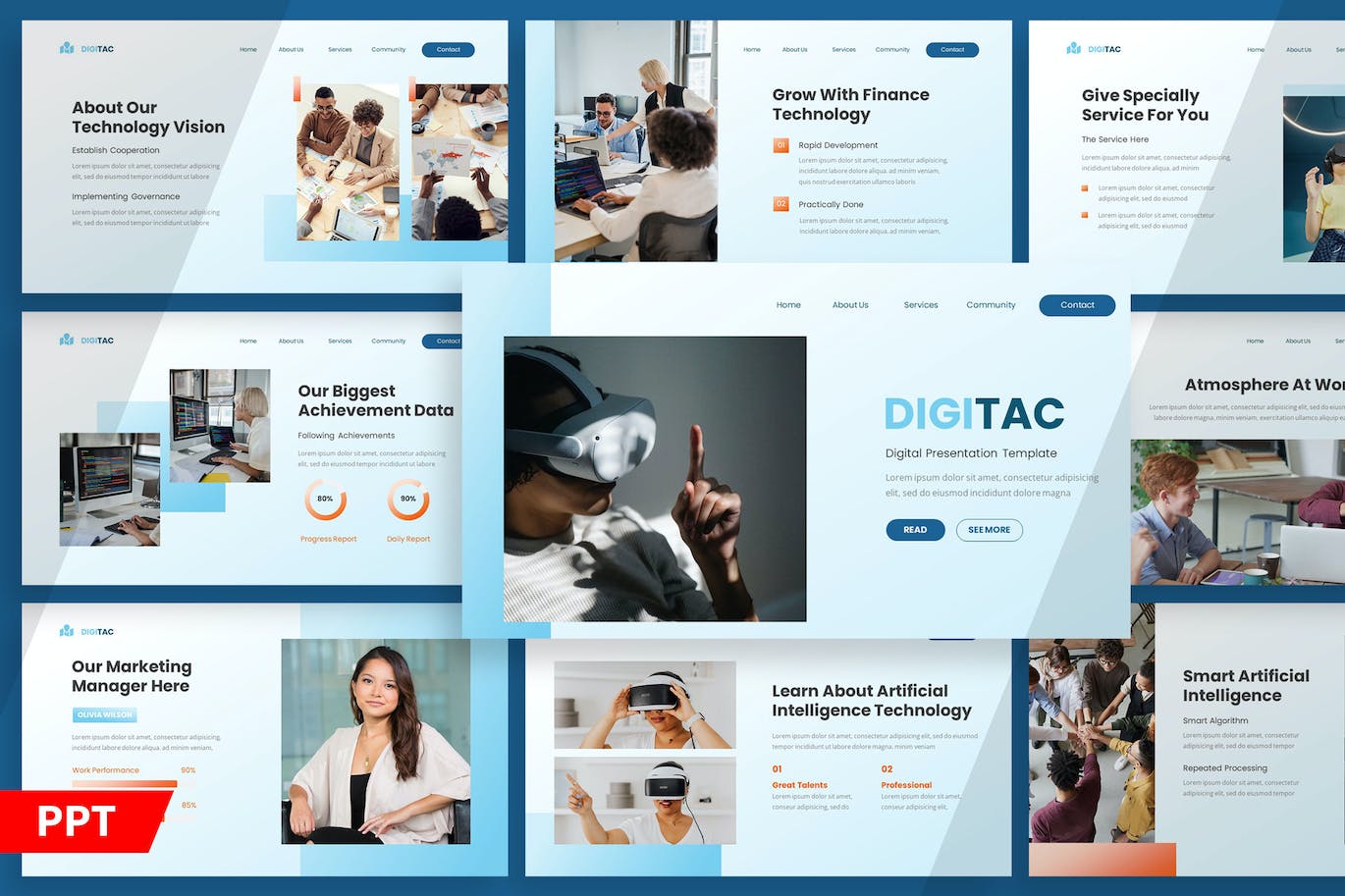 AI人工智能行业主题PPT模板 Digitac Artificial Inteligent &#8211; Powerpoint