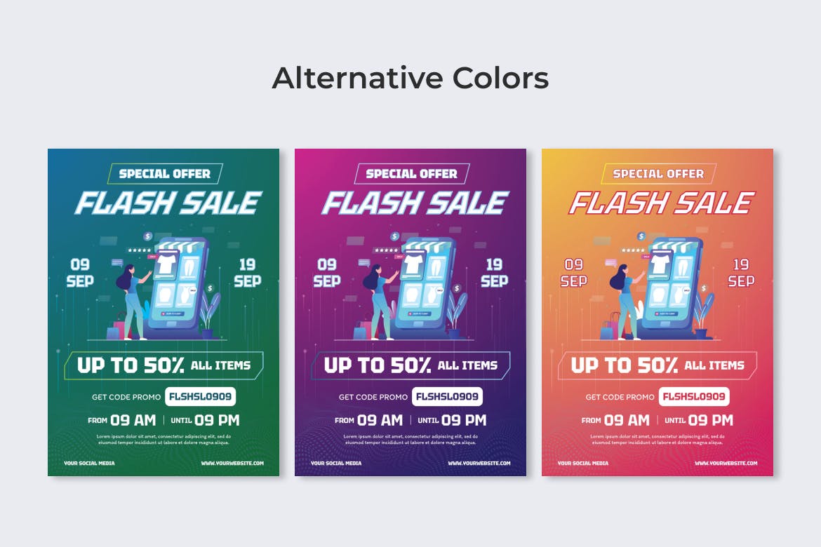 闪购促销活动传单设计 Ai 和 EPS 模板 Flash Sale Flyer Ai &#038; EPS Template