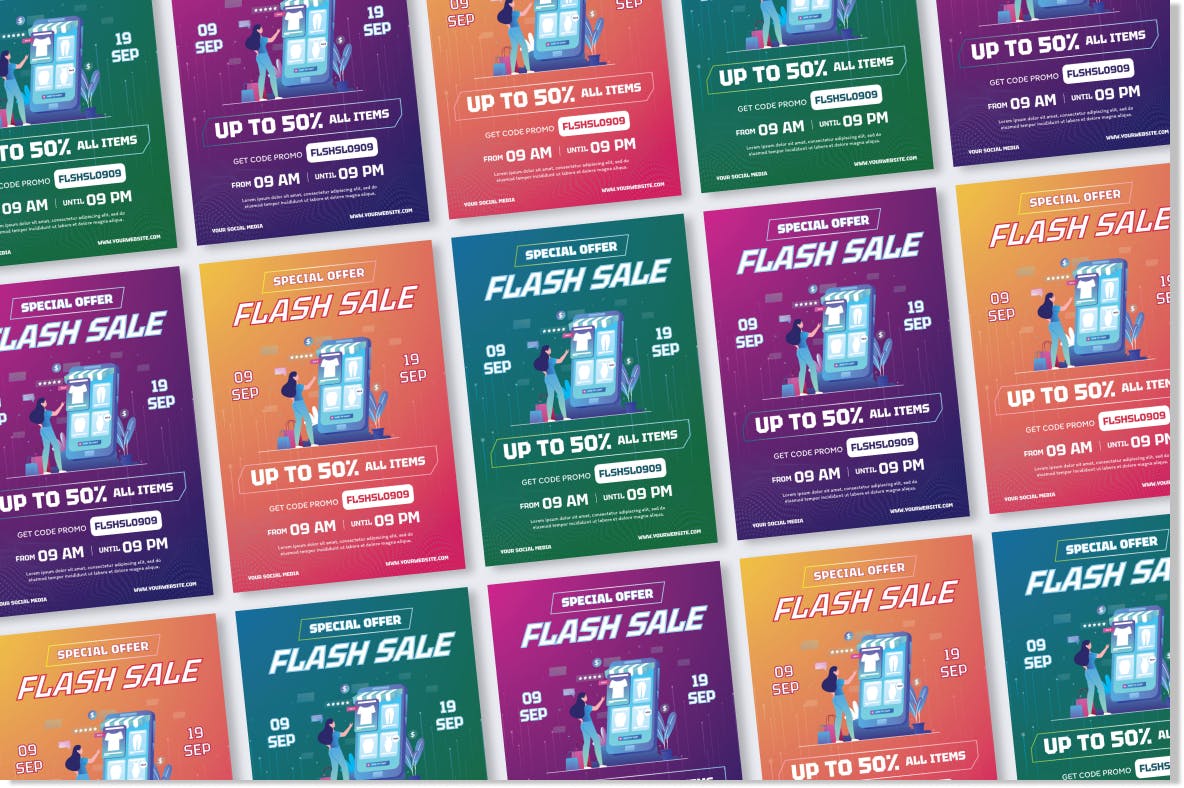 闪购促销活动传单设计 Ai 和 EPS 模板 Flash Sale Flyer Ai &#038; EPS Template