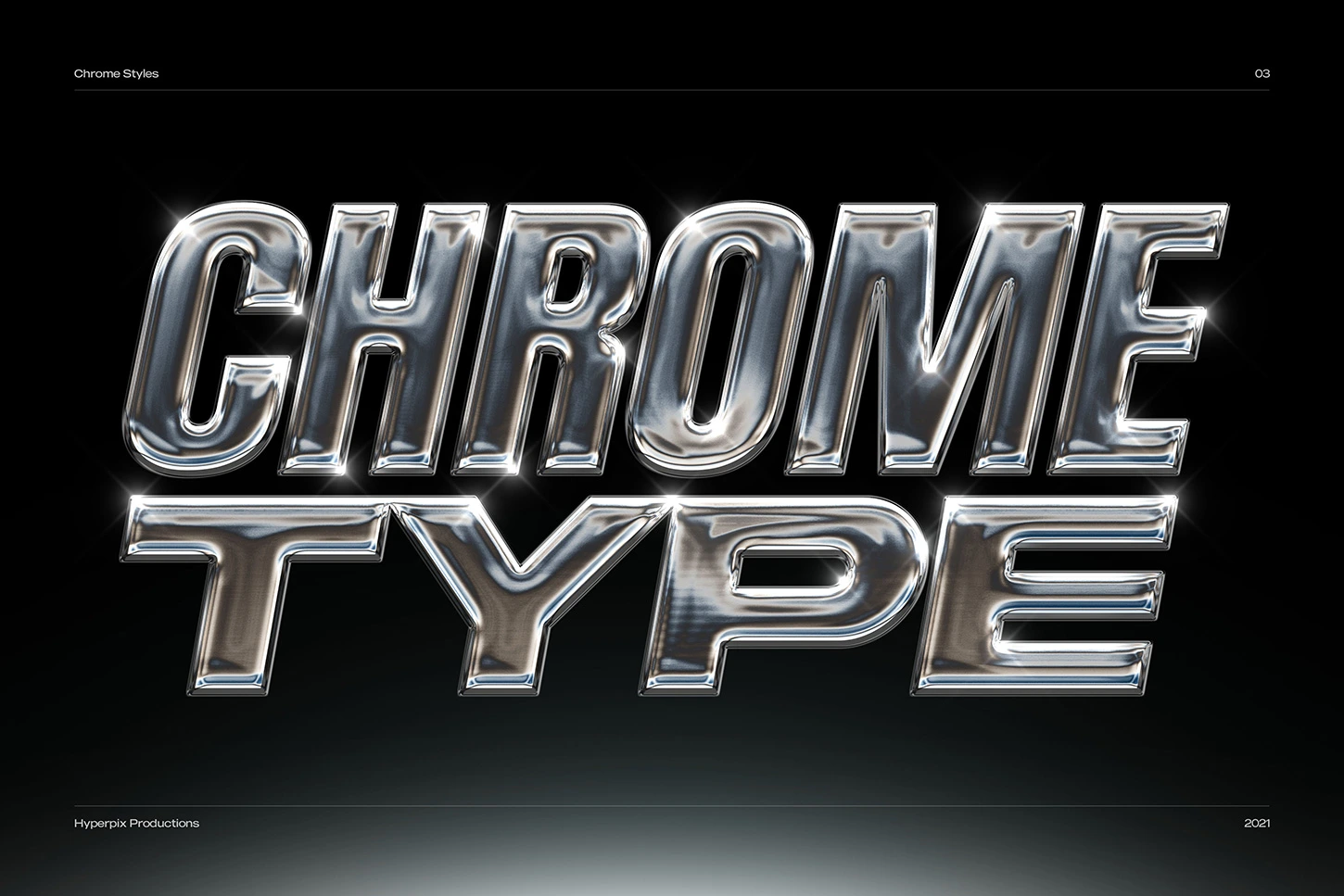 40款潮流金属3D镀铬标题Logo设计展示PS贴图样机模板套装 Chrome Text Styles Bundle（9481） -