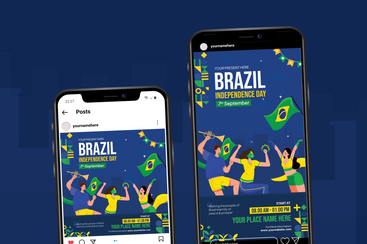 巴西独立日庆祝活动传单模板 Brazil Independence Day Celebration Flyer Template