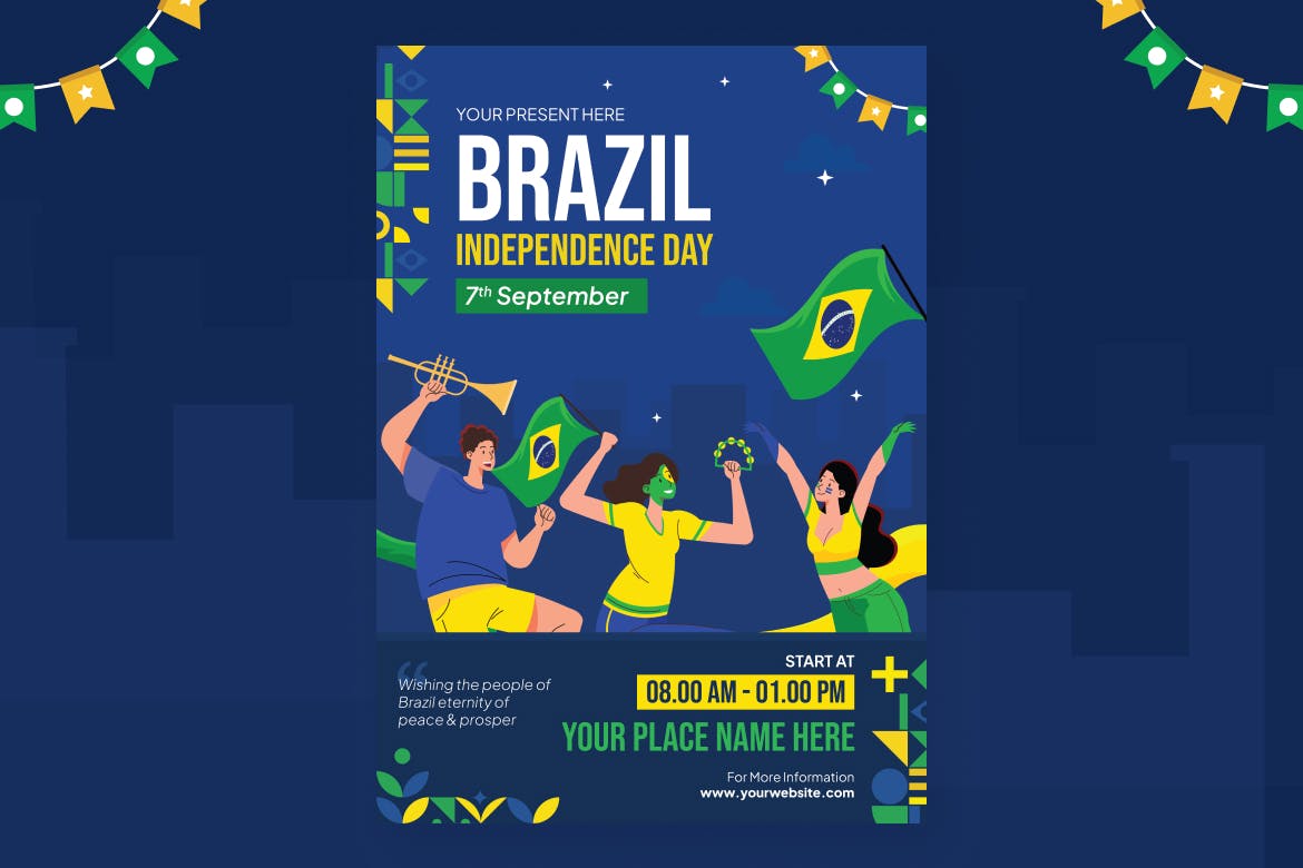 巴西独立日庆祝活动传单模板 Brazil Independence Day Celebration Flyer Template