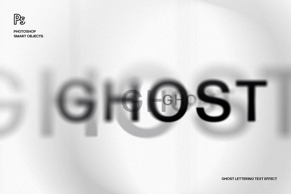 创意抽象未来科幻模糊Logo字体设计PS样式素材模板 Ghost Lettering Text Effect（9492） -