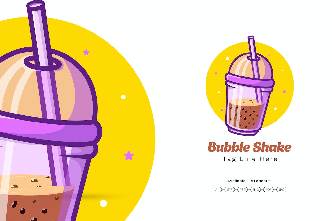 饮料品牌Logo模板 Bubble Shake Illustrative Logo