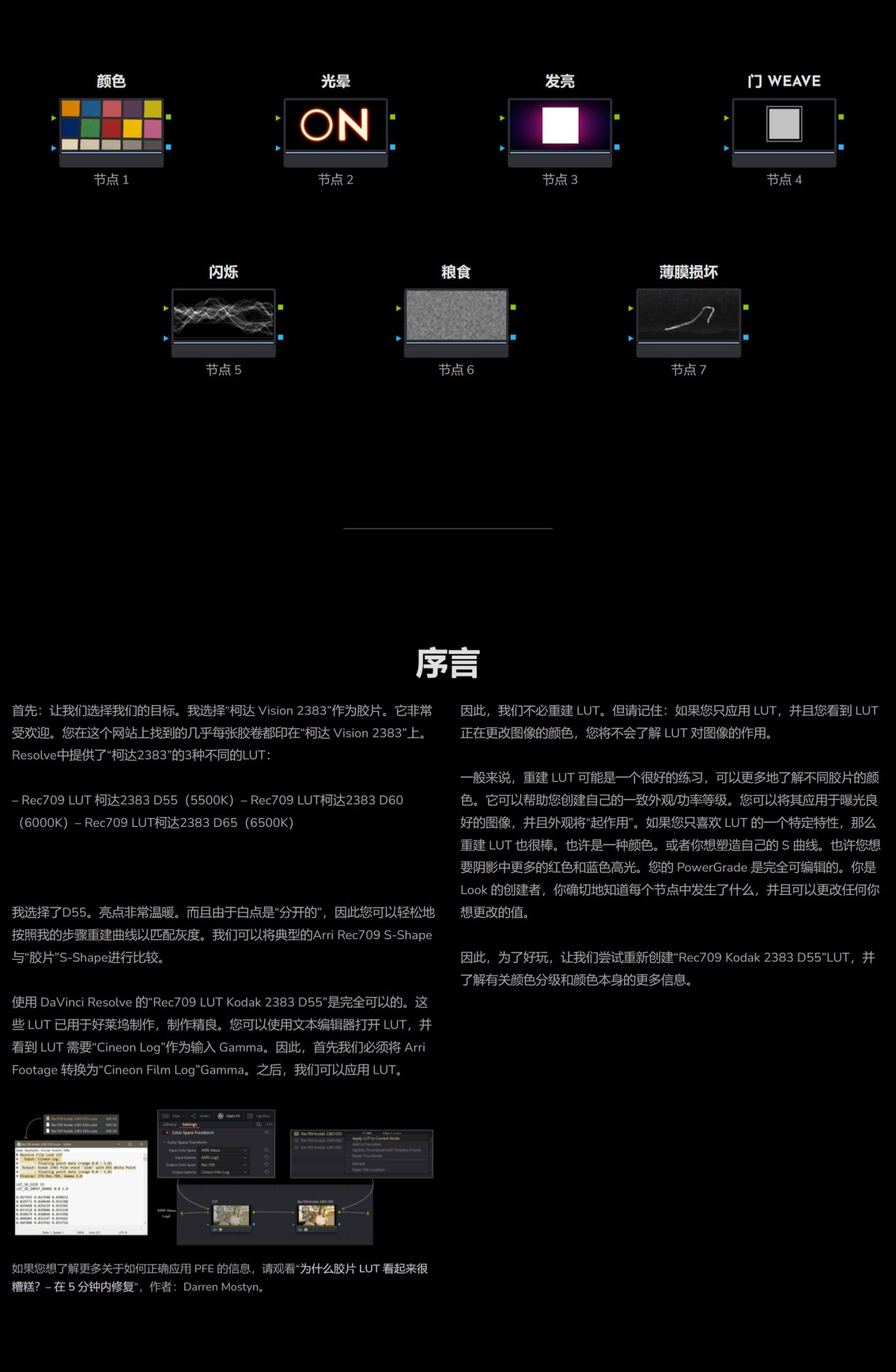 柯达胶片电影薄膜光晕晕轮光化学胶片效果达芬奇节点树 PHOTOCHEMICAL FILM LOOK PowerGrade（9501） -