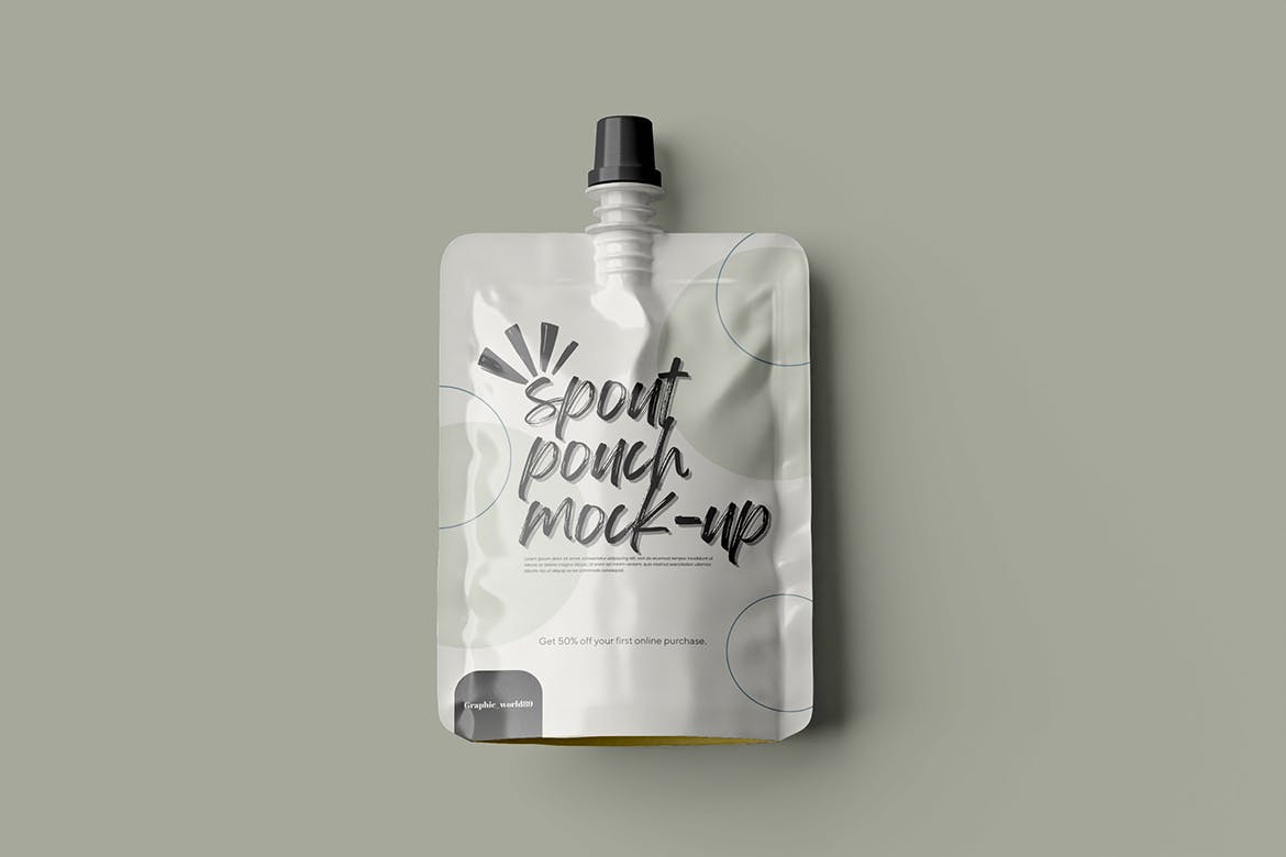 便携式果汁果泥包装设计样机 Spout Pouch Mockup