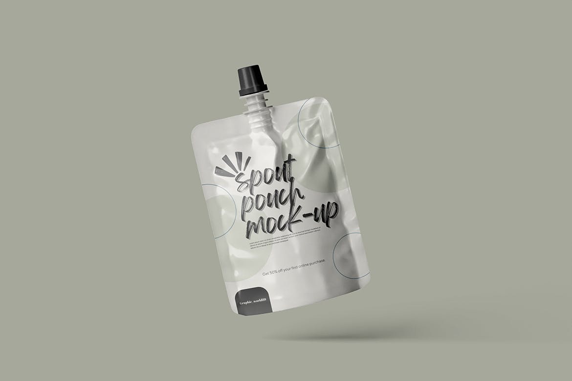 便携式果汁果泥包装设计样机 Spout Pouch Mockup