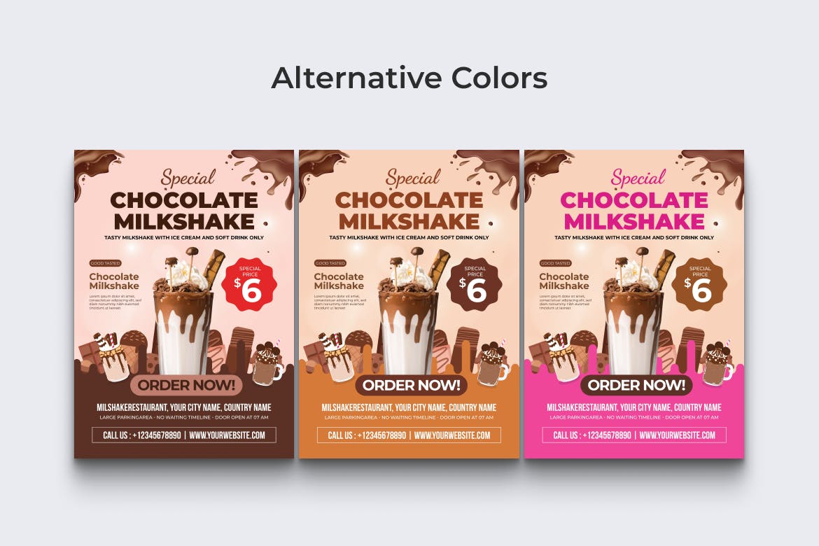 巧克力奶昔传单设计 Ai &#038; EPS 模板 Chocolate Milkshake Flyer Ai &#038; EPS Template