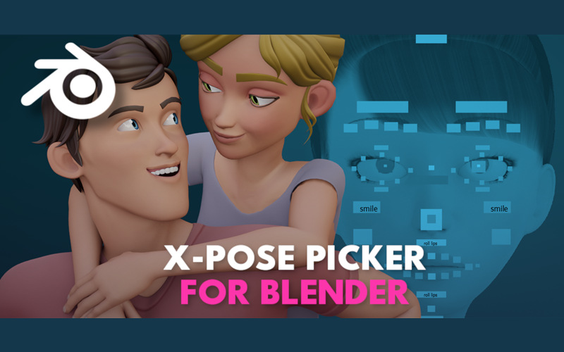 【Blender插件】X-Pose Picker 3.0人物动画面部人体绑定拾取器_