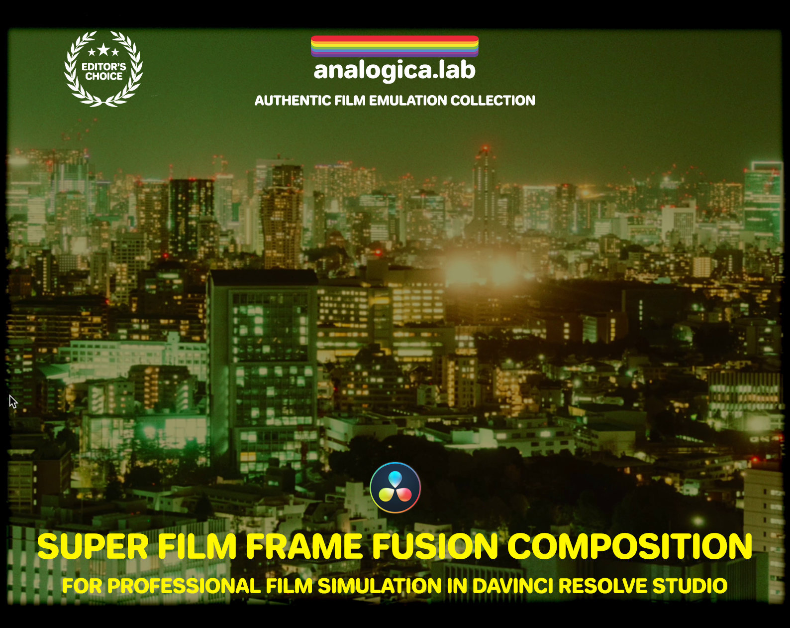 达芬奇复古超级胶片帧边框仿真模拟动态叠加Fusion合成节点 Analogica Lab Super Film Frame -