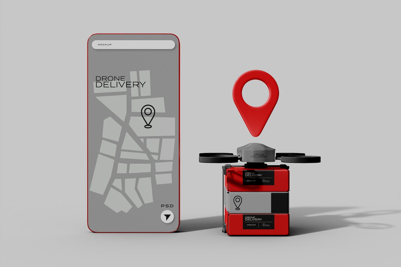 送货无人机物流公司适用的样机 Delivery Drone Mockup