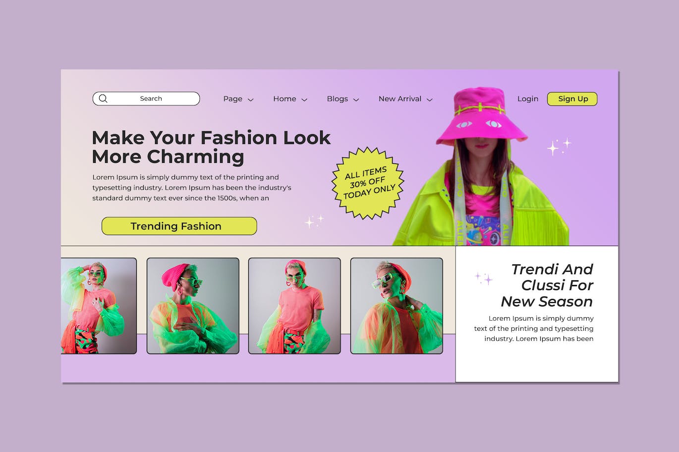 时尚主题网站Header设计模板（PSD） Fashion Look Website Header