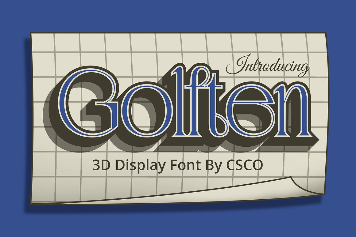 英文字体：复古新艺术风格运动简约产品海报包装3D效果字体包 Golften 3D（9540） -