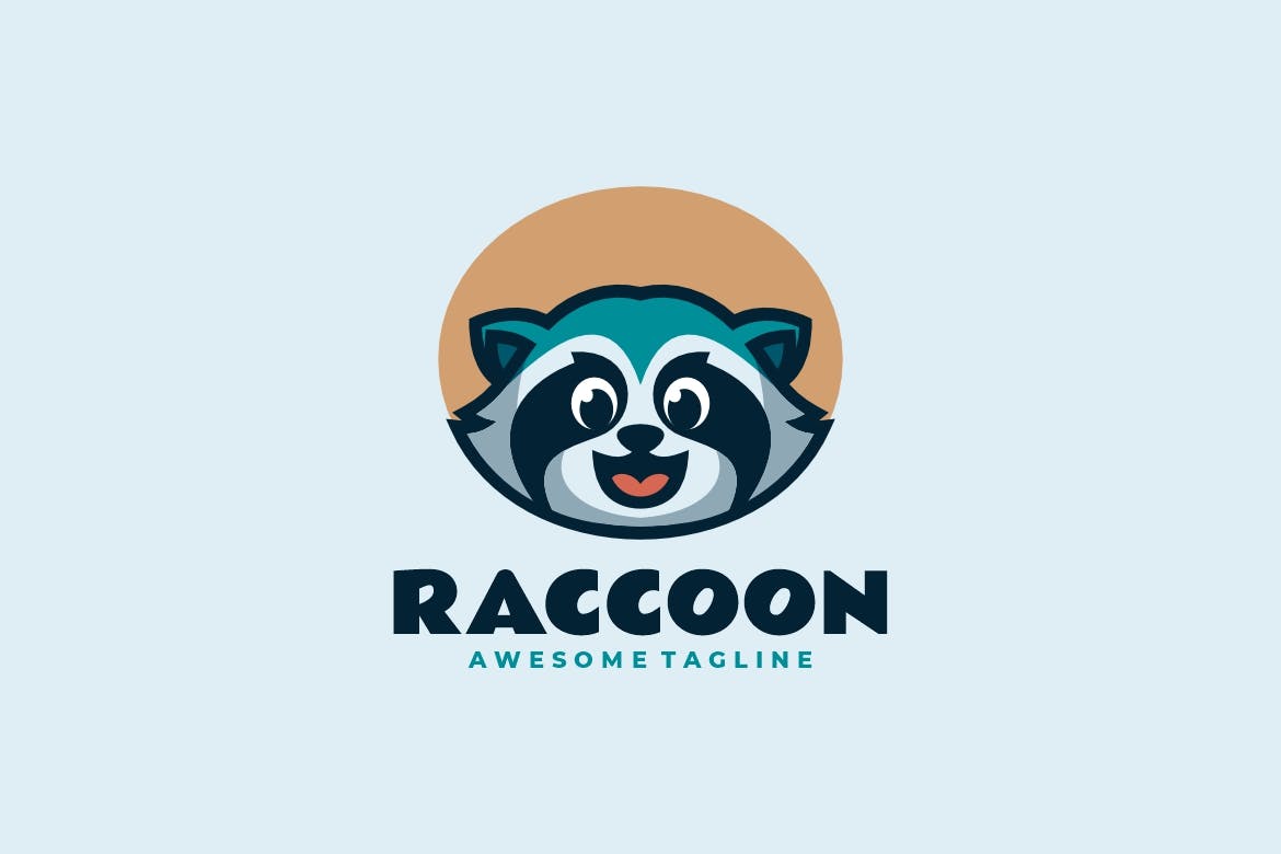 浣熊吉祥物卡通标志设计 Racoon Mascot Cartoon Logo