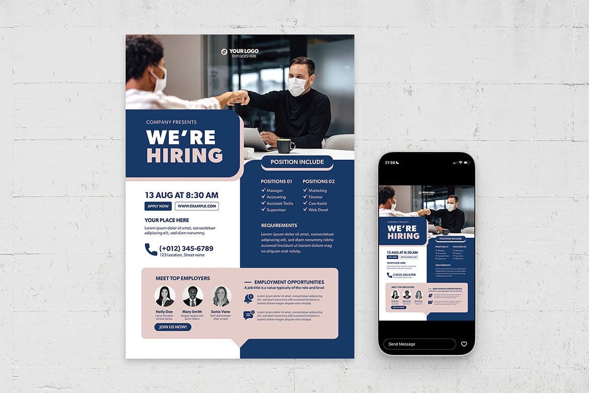 招聘会传单模板 Career Fair Flyer Template