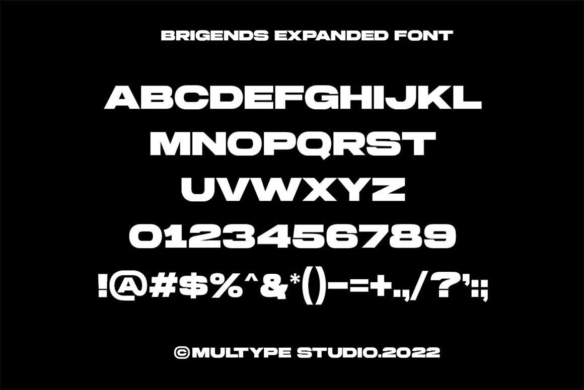 现代极简几何无衬线品牌排版标题英文字体 Brigends Expanded Display Font（9548） -