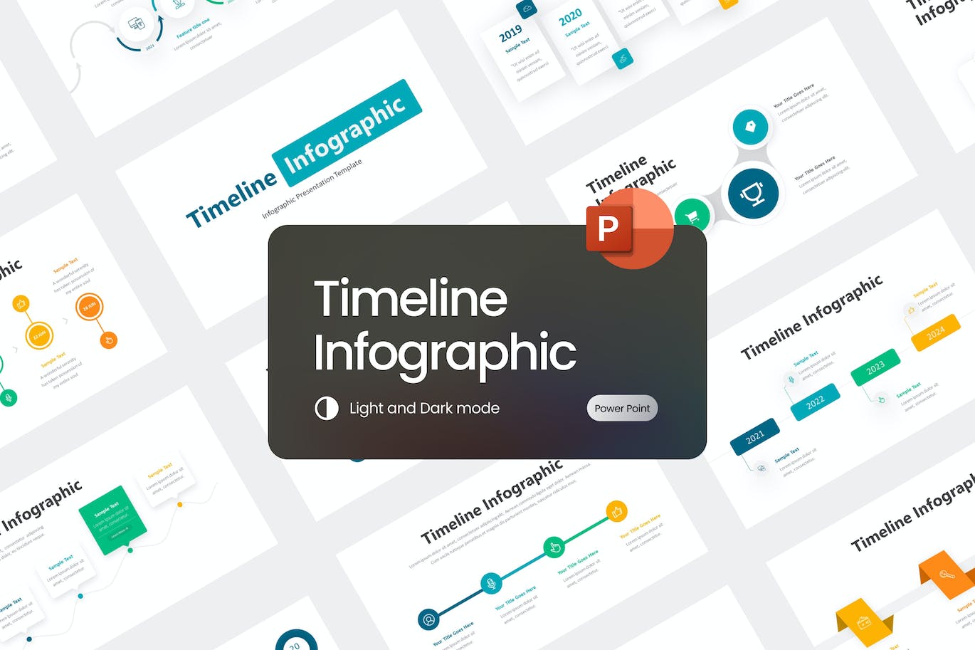 时间轴流程信息图表 PowerPoint 模板 Timeline Process Infographic PowerPoint Template