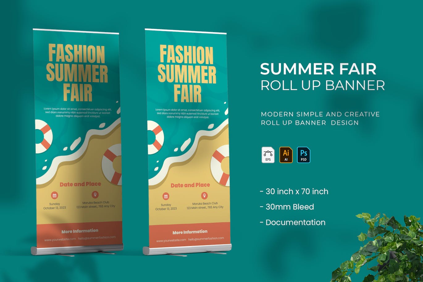 夏季博览会易拉宝广告设计模板 Summer Fair &#8211; Roll Up Banner