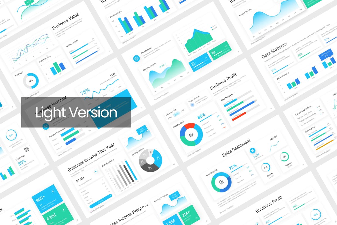 仪表盘信息图表数据演示PPT模板 Dashboard Infographic Chat PowerPoint Template