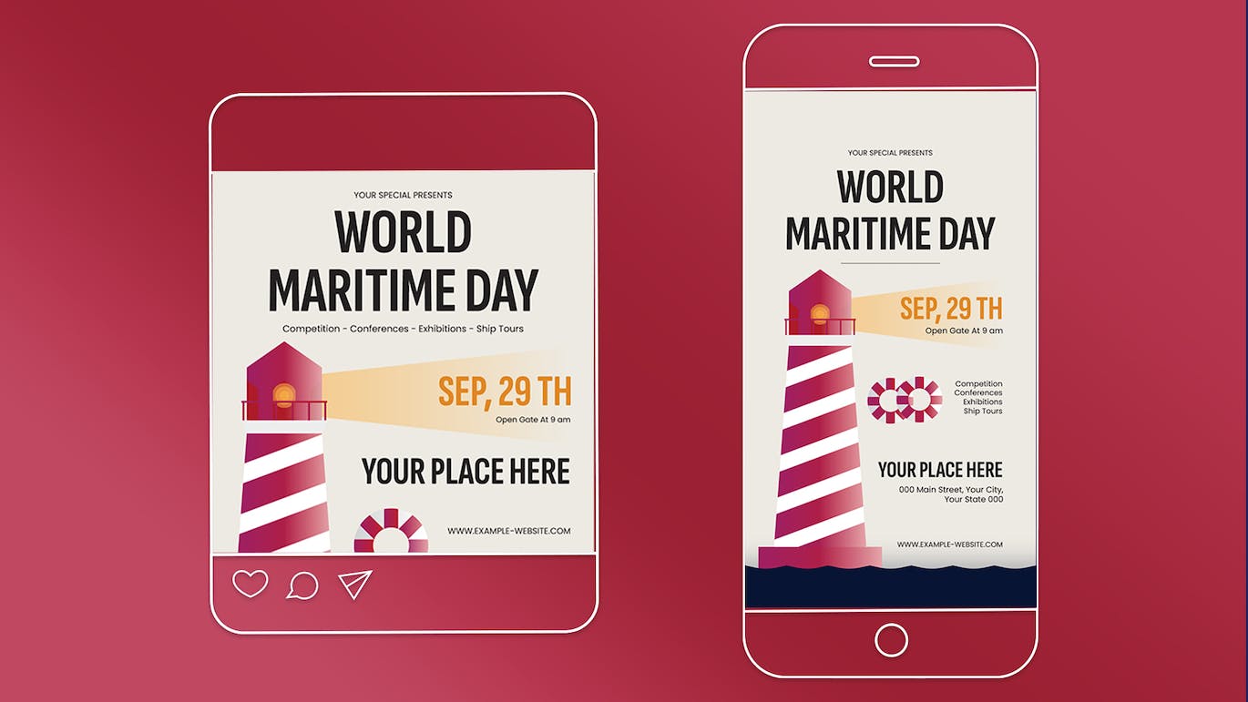 世界海事日传单套装 World Maritime Day Flyer Set