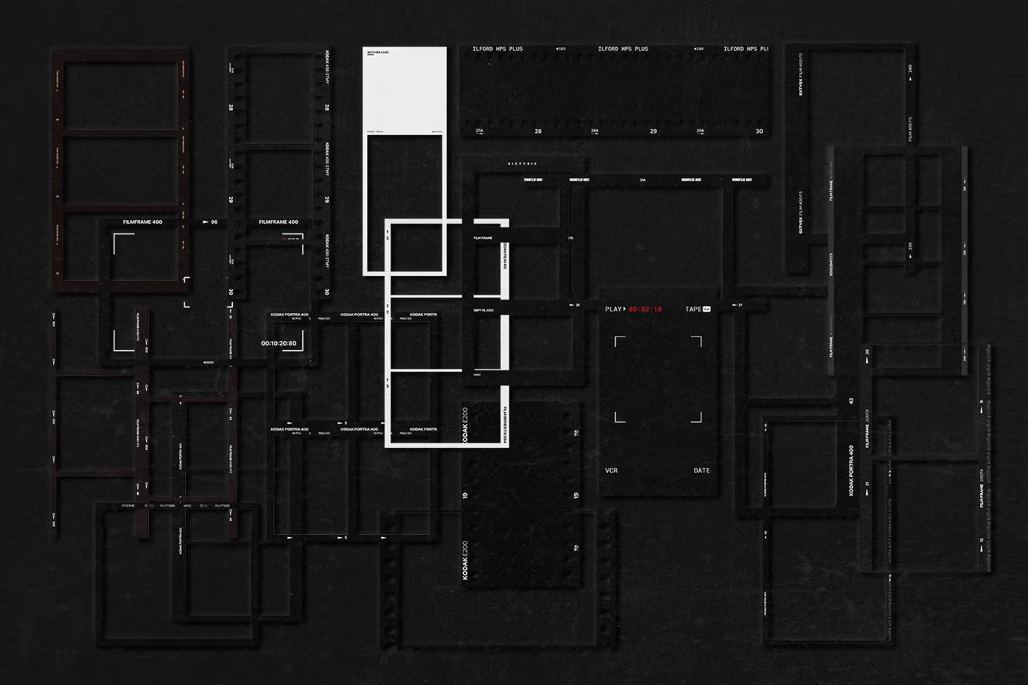 20种摄影后期35mm复古怀旧胶片边框照片拼贴PNG/PSD设计模板 Film Frame 35mm V.5 -