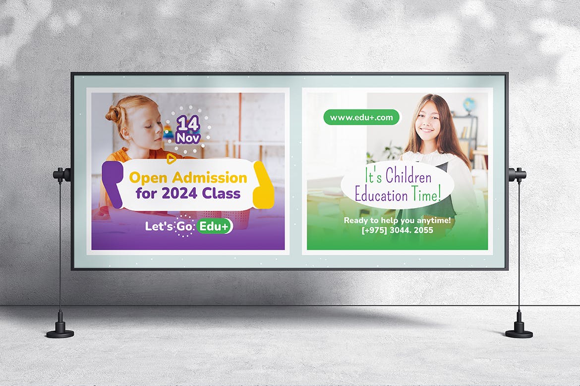 儿童学校广告牌模板 Kids School Billboard Templates