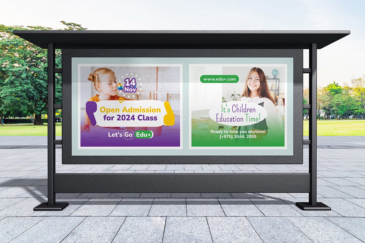 儿童学校广告牌模板 Kids School Billboard Templates