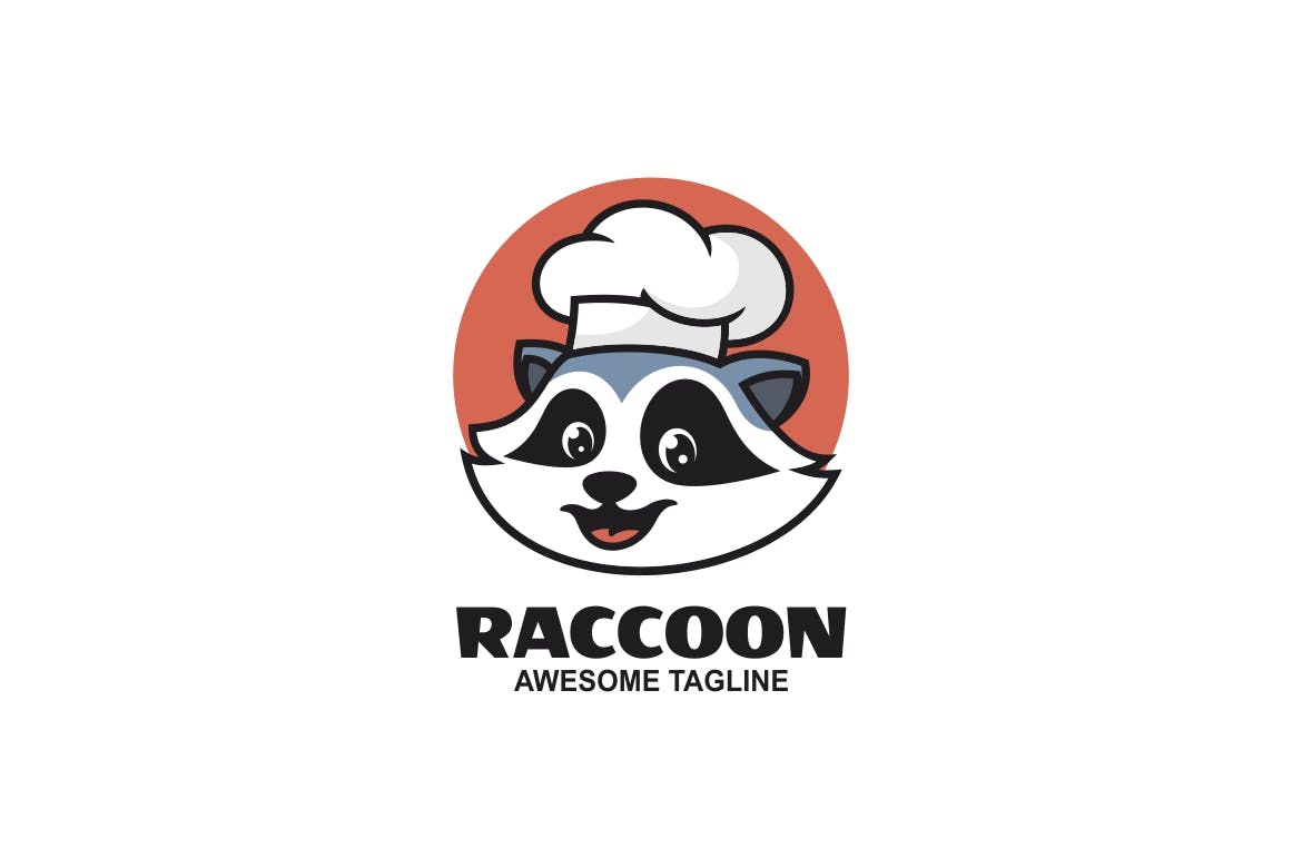 浣熊吉祥物卡通Logo标志 Raccoon Mascot Cartoon Logo