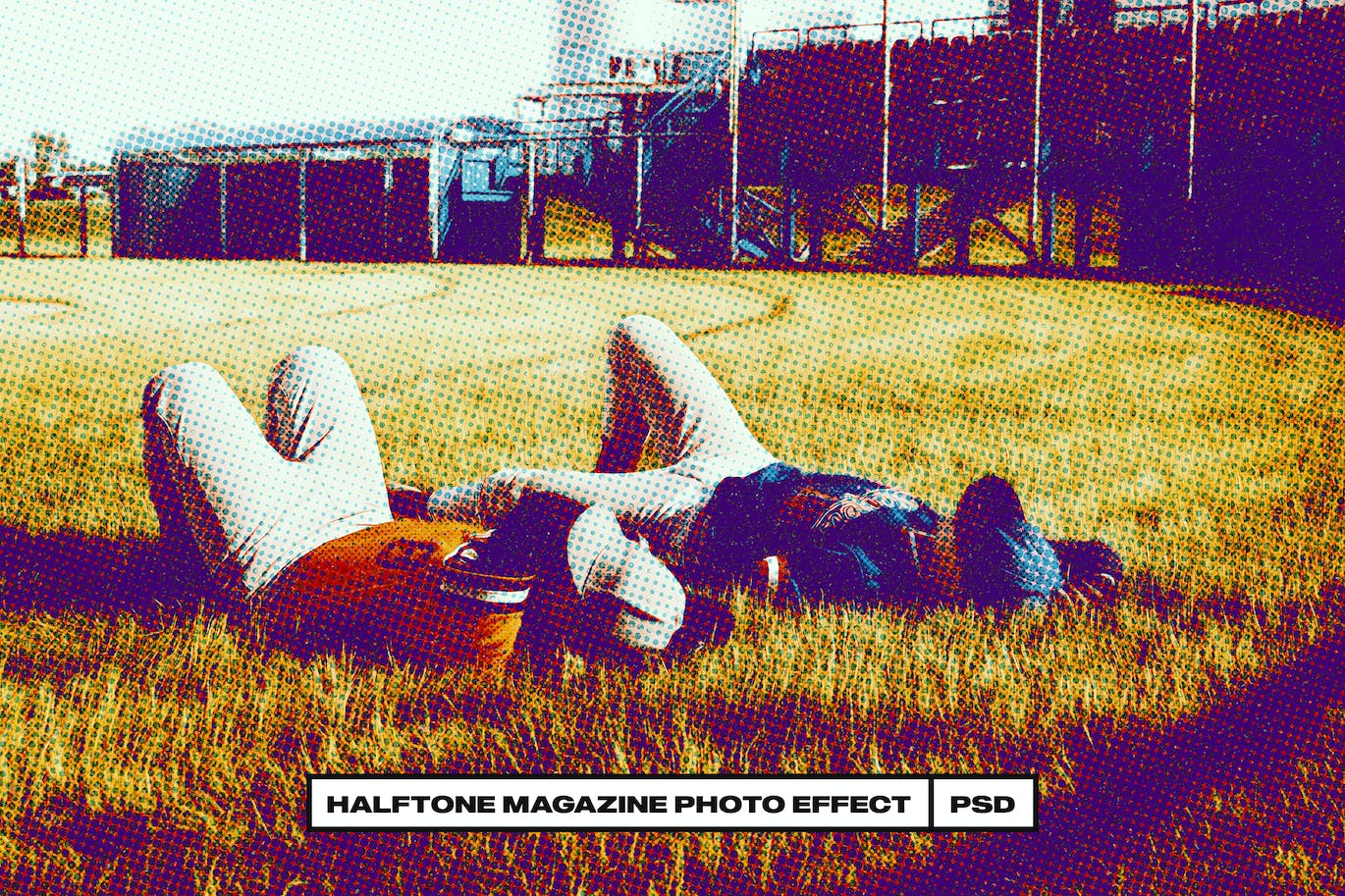 半色调杂志照片效果PSD模板 Halftone Magazine Photo Effect