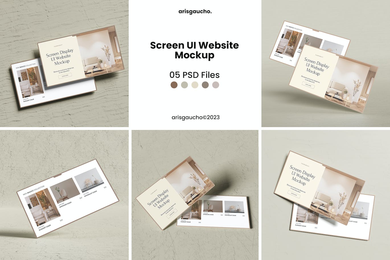 网站UI设计演示样机 Screen Display UI Website Mockup V2