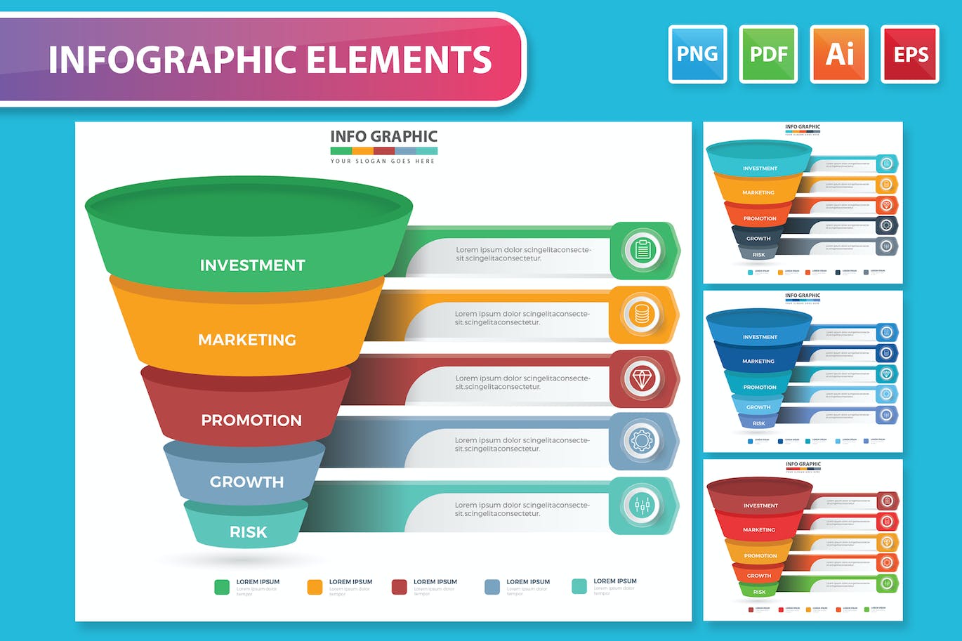 漏斗信息图表模板 Funnel Infographics